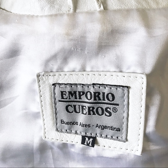 Emporio Cueros White Leather Button Front Jacket - Picture 6 of 8